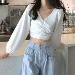 Elegant White Ruched Top